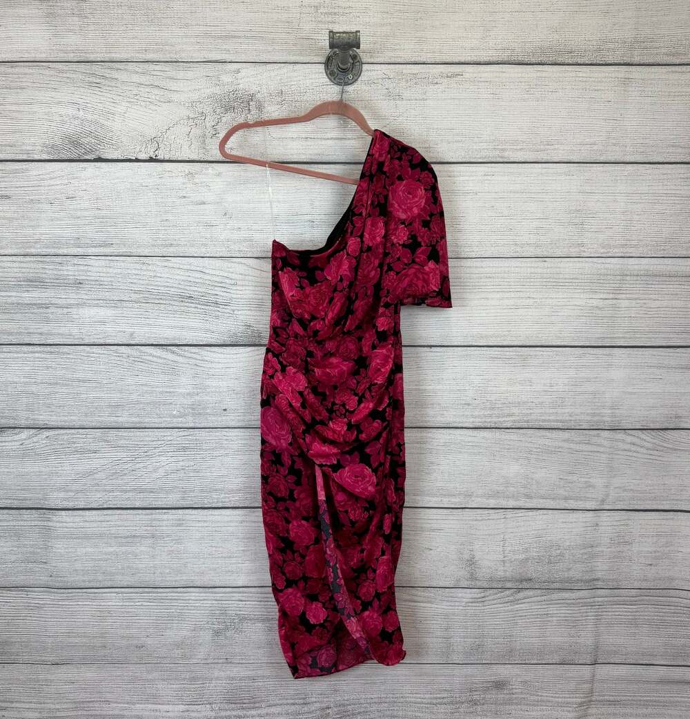 Do+Be Women's Pink & Black Floral One Shoulder Midi Dress Size Small